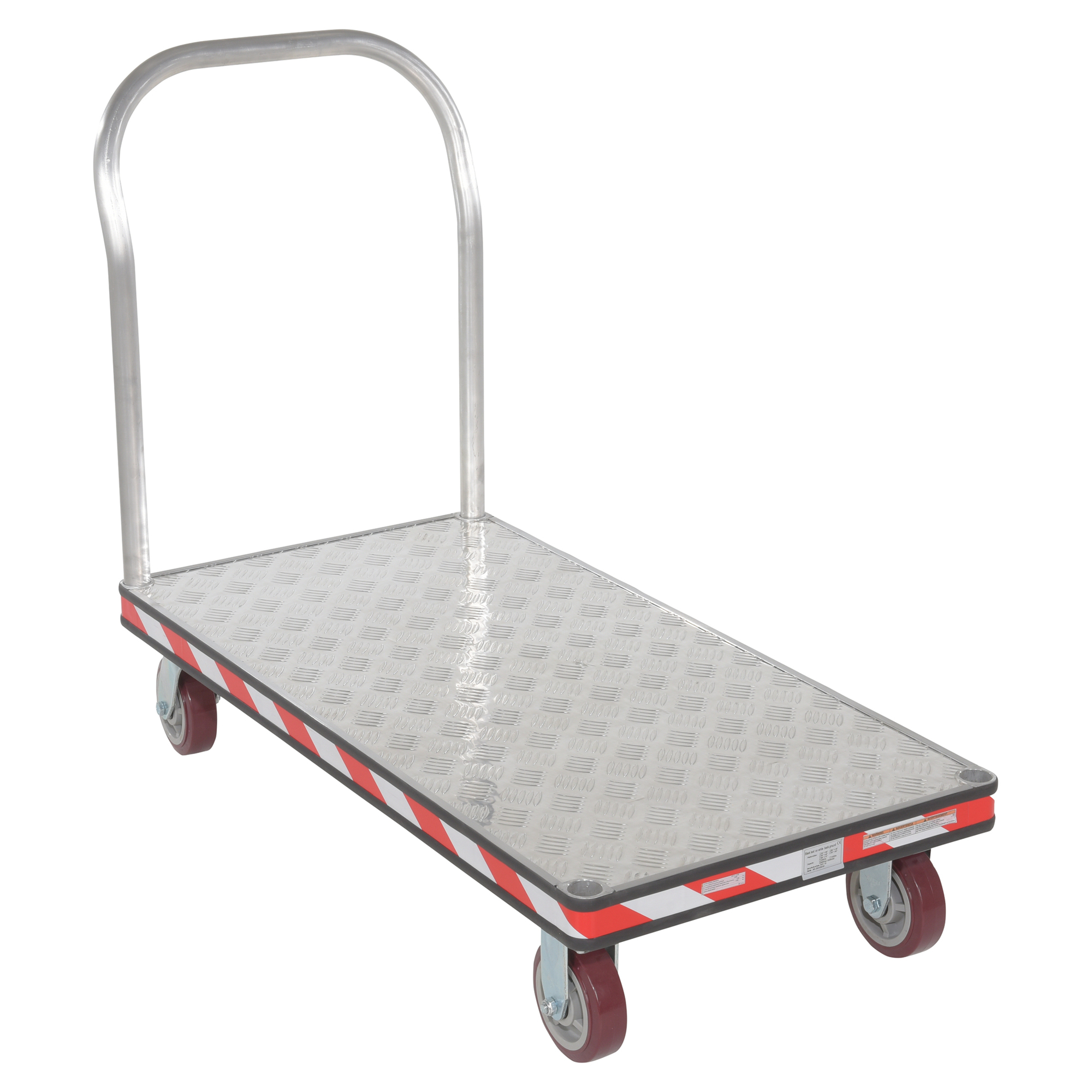 Vestil Aluminum Tread Plate Platform Truck - 24in. x 48in., 3600-Lb. Capacity, Non-Marking Rubber Strip, Poly-on-Poly Casters, Model# ATP-C-2448